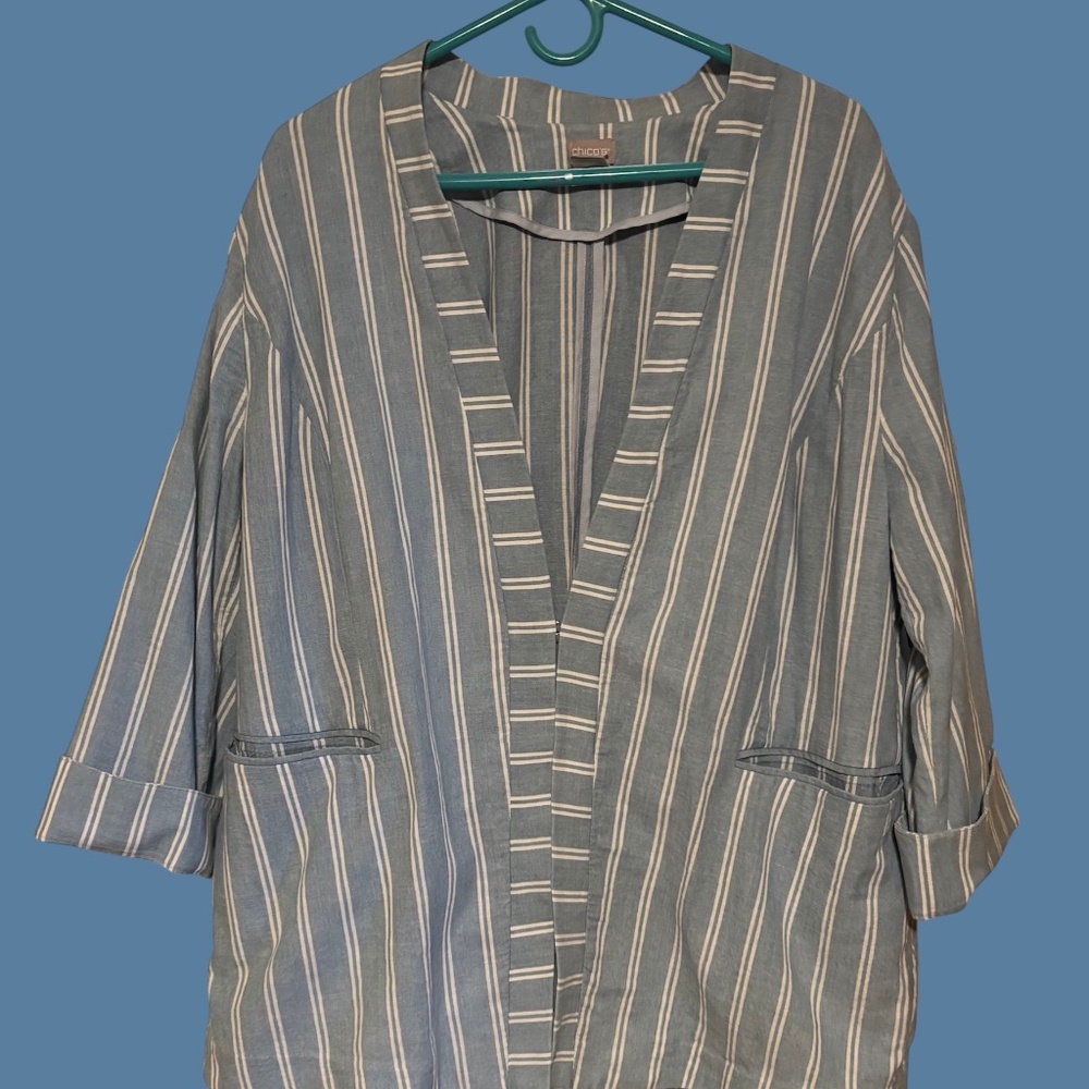 Chico’s 3/4 Sl Stripe jacket